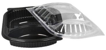 5-Piece Food Storage Containers With Lids Black/Clear 1L