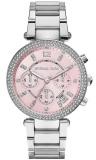 Michael Kors Women's Parker Chrono Crystal Bezel Pink Dial Watch MK6105