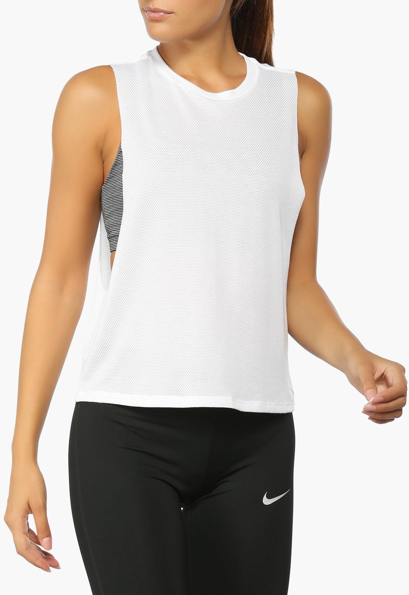 White Active Contrast Panel Tank Top