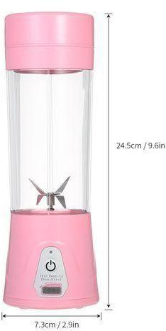 Shoppers 380ml Portable USB Rechargeable Juicer Cup Fruit Juicer Blender Mixer Protein Shakes Maker Bottle for Office Outdoor Travel Pink