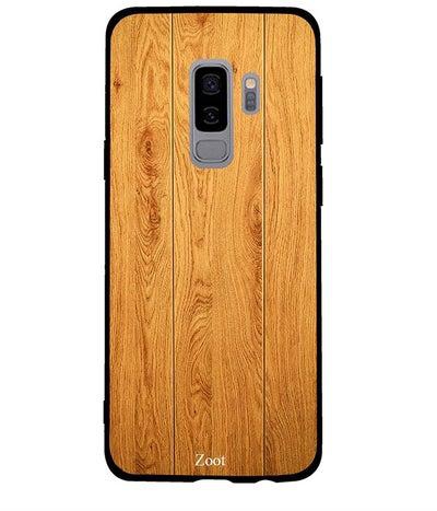 Protective Case Cover For Samsung Galaxy S9 Plus Gold Wooden Pattern