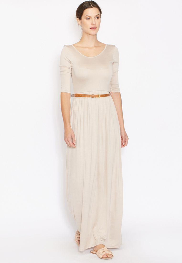 Belted Tie Back Maxi Dress