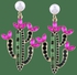 Faux Pearl Crystal Cactus Earrings