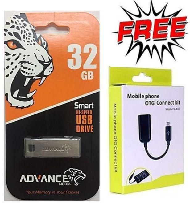Advance 32GB Metallic Flash Disk Drive + Mobile Otg Type
