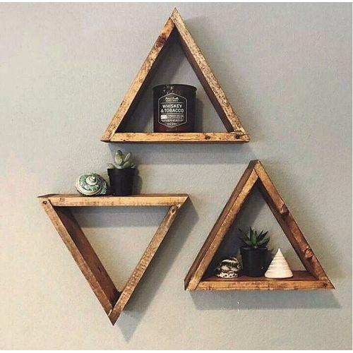 Hand In Hand Wooden Triangle Decorative Shelves - 3 Pcs