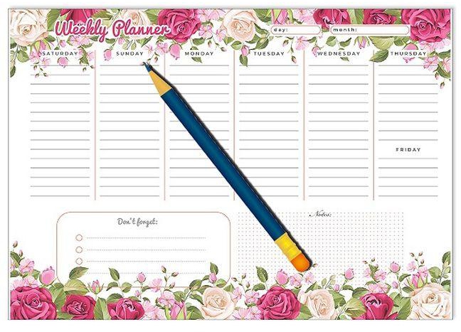 Yassin To Do Weekly Planner - A4 - 52 Sheets - No:1121