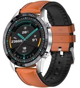 Xcell Classic-3Talk Smart Watch Silver With Brown Leather Strap