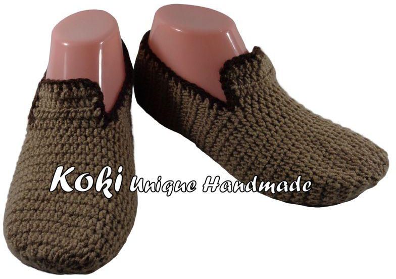 Koki Unique Handmade Men Crochet Slipper - Cafe And Brown