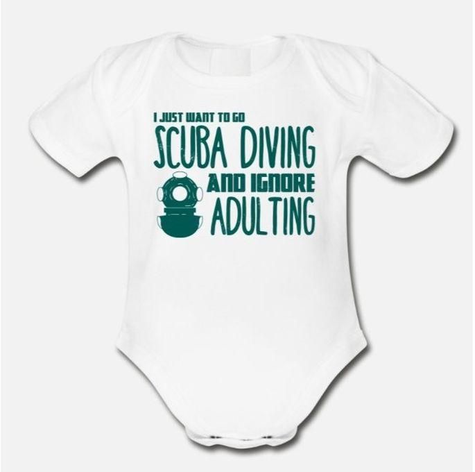 Scuba Diving Diver I Just Want To Go Scuba Divi Organic Short Sleeve Baby Bodysuit