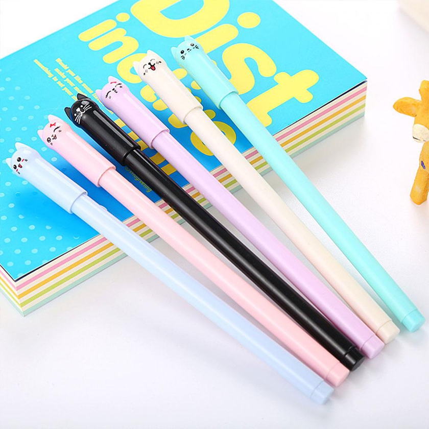 6 Pcs Gel Pens Creative Cartoon Cat Cute Pens