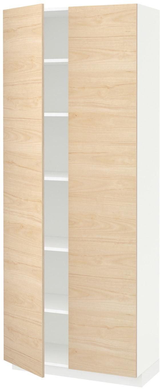 METOD High cabinet with shelves - white/Askersund light ash effect 80x37x200 cm