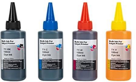 Color Cartridge Refill Ink For All Printer Set. Black Yellow Cyan Magenta(100ml, 4 colors)