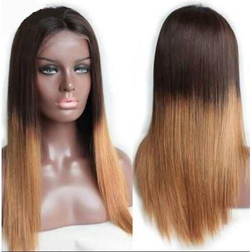 Ombre Lace Closure Middle Part Human Hair Wig - Color 1B/30