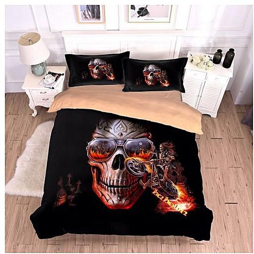 Generic Wholesale Hot Style 3d Skull And Motorbike Printing Cotton