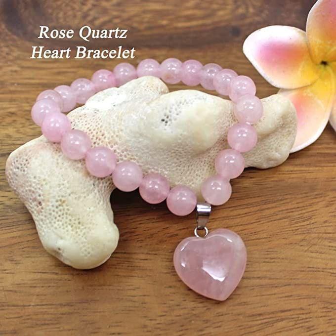 Sherif Gemstones Rose Quartz Bracelet With Pink Heart