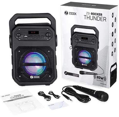 Zoook Rocker Thunder 20 watts Bluetooth Speaker with Karaoke Mic/TF/FM/LED/USB/Party Speaker - Black