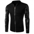 PU Leather Personality Spliced Hit Color Patch Pocket Stand Collar Long Sleeves Men's Slimming Sweatshirt - Black - Xl
