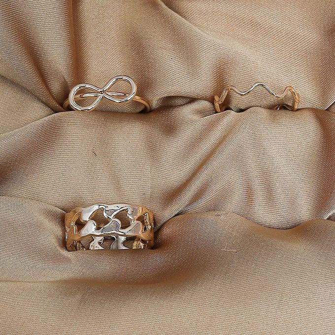 fluffy women accessories مجموعه خاتم القوس المضغوط- فلافي مكونه من 3 قطع