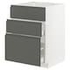 METOD / MAXIMERA Base cab f sink+3 fronts/2 drawers, white/Ringhult light grey, 60x60 cm - IKEA