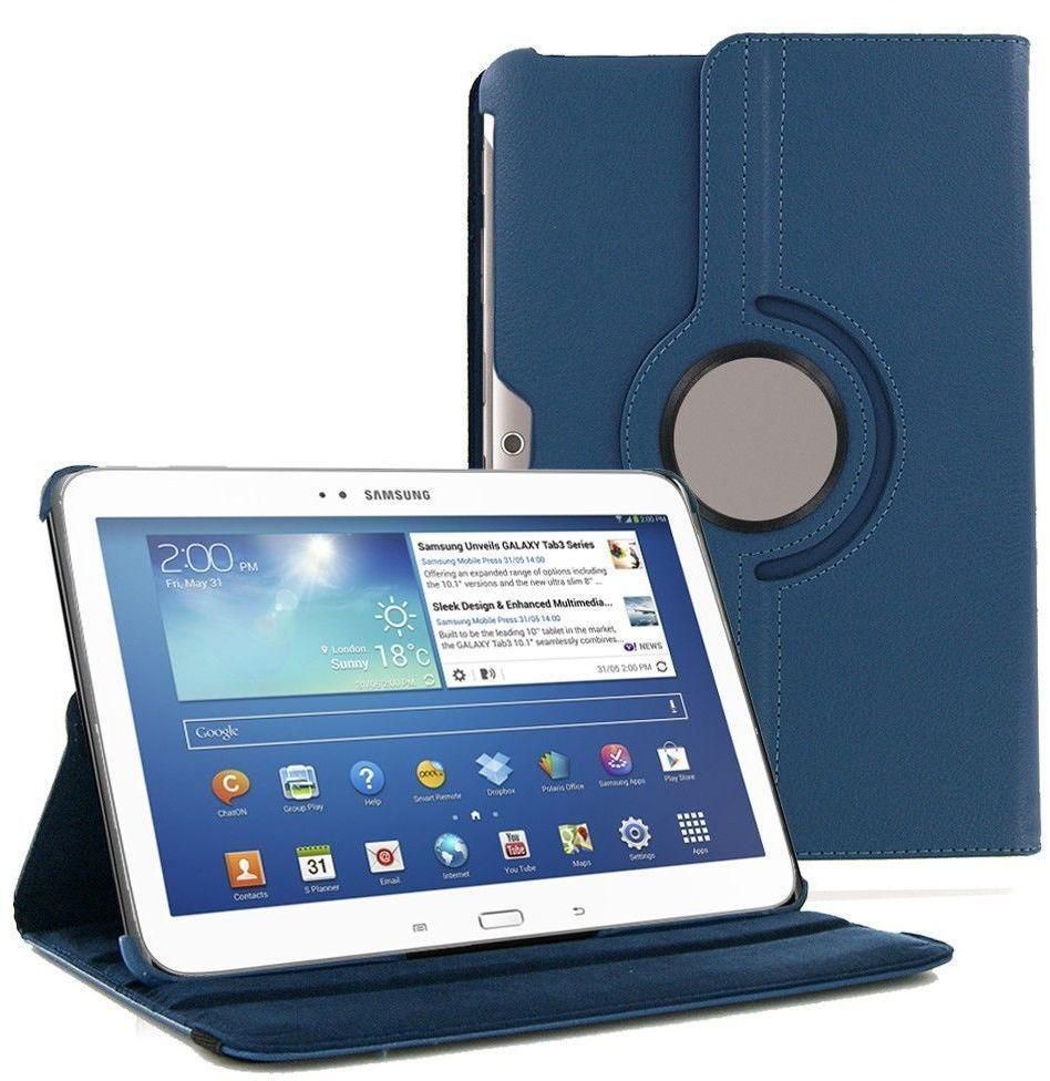 Leather 360 Degree Rotating Case Cover Stand For Samsung Galaxy Tab 8.9 Inch Dark Blue