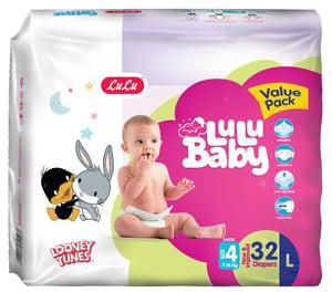 LuLu Baby Diapers Size 4 Large 7-14kg Value Pack 32pcs