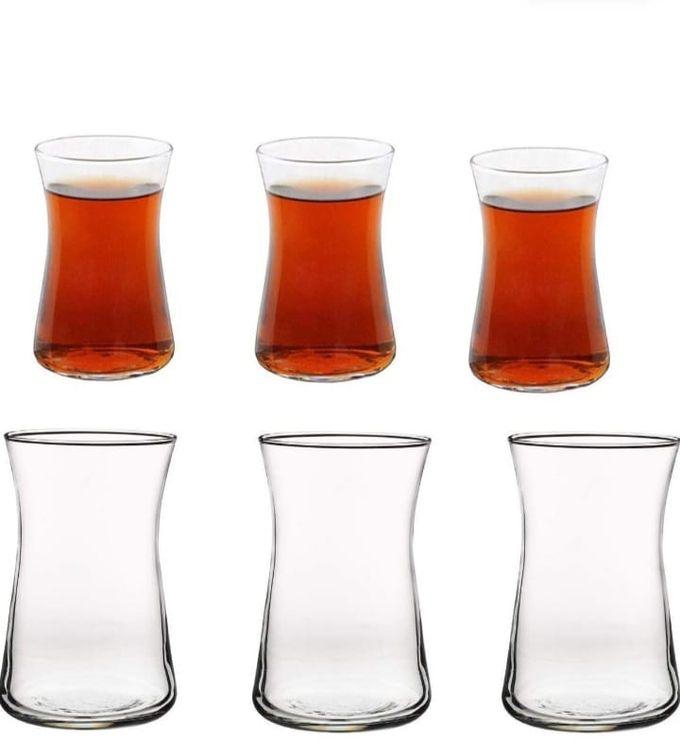 طقم كوبايات / اكواب شاي ولكل المشروبات - 6 قطعة من باسابتشي- 160 مللي - زجاج نقي عالي الجودة