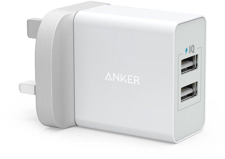 Anker 24W 2-Port USB Wall Charger and PowerIQ Technology - White