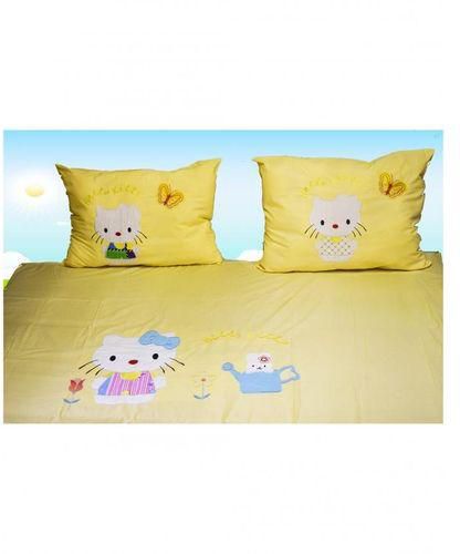 Craze Hello Kitty Cotton Bed Sheet Set - 6 Pcs - Yellow