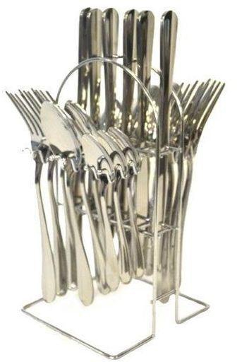 24 Pcs Stainless Steel Cutlery Set +Stand - Silver