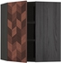 METOD Corner wall cabinet with shelves - black Hasslarp/brown patterned 68x80 cm