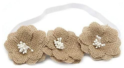 Girl's Hairband Linen Flowers Decor Handmade Hair Accessory