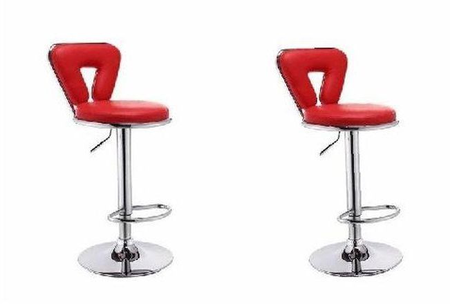 Leather Adjustable Height Comfort Bar Stool(Set Of 2) -Red