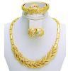 Genuine 18k Gold Plated Austrian Swarovski Rhinestone Italian Design Jewelry Set with Necklace, Earring, Bracelet & Adjustable Ring