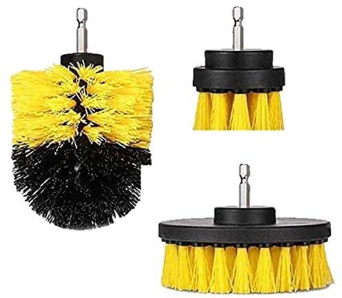 Car Cleaning Brush With Drill Attachment Tub Automotive Detailing Spin Scrubber Set (3 Pieces)