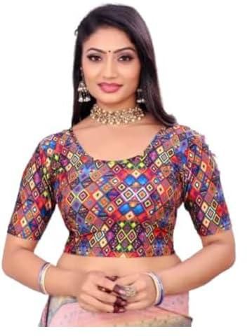 CRAZYBACHAT Crazy Bachat Women's Readymade Indian Designer Multicolor Printed Stretchable Blouse for Saree.