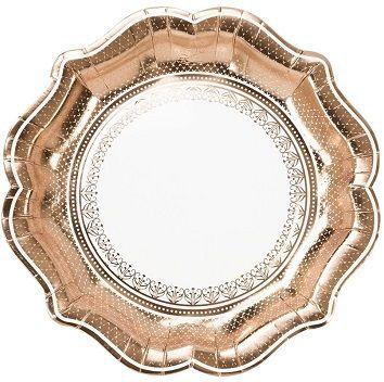 Talking Tables Party Porcelain Rose Gold Foil Plate- Babystore.ae