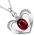Mysmar Beautifully Designed Heart Shape White Gold Plated Necklace With Red Crystal