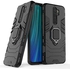 Xiaomi Redmi Note 8 Pro Iron Man Dual Layer Magnetic Ring Kickstand Armor Case Shockproof Soft TPU & Hard PC Back Cover For Redmi Note8Pro - Black