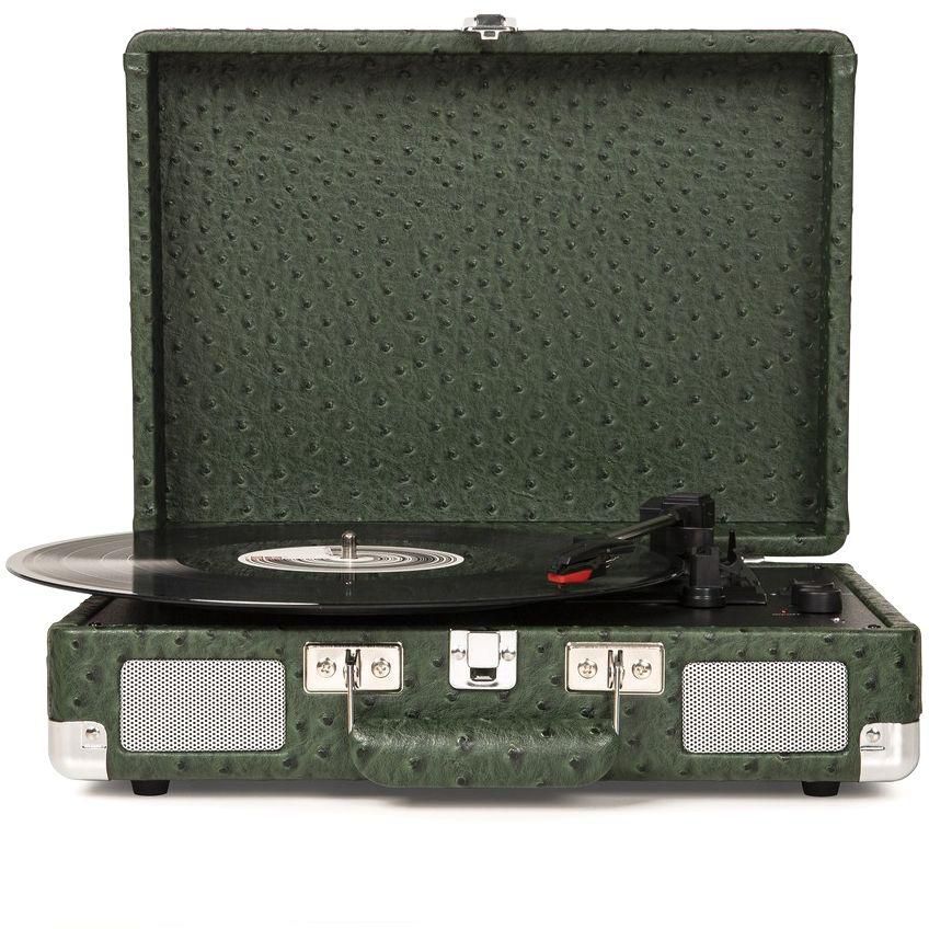 Crosley Cruiser Deluxe Portable Turntable with Built-in Speakers - Green Ostrich