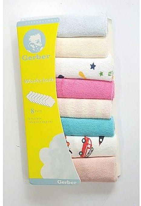 Gerber 8Pcs Assorted colors Infant Newborn Bath Towel, wash cloth
