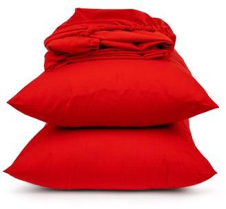 Fitted Sheet Set Red 160x200