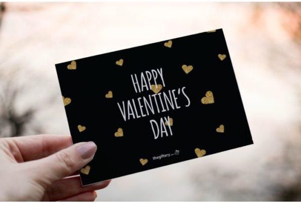Happy Valentines Day Black Gift Card