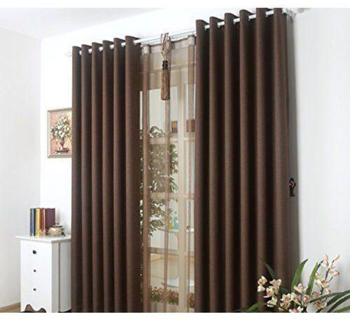 Suede Turkish And Chiffon View Curtains - 3 Pcs