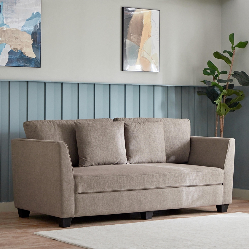 Sydney 3-Seater Fabric Sofa with 2 Cushions