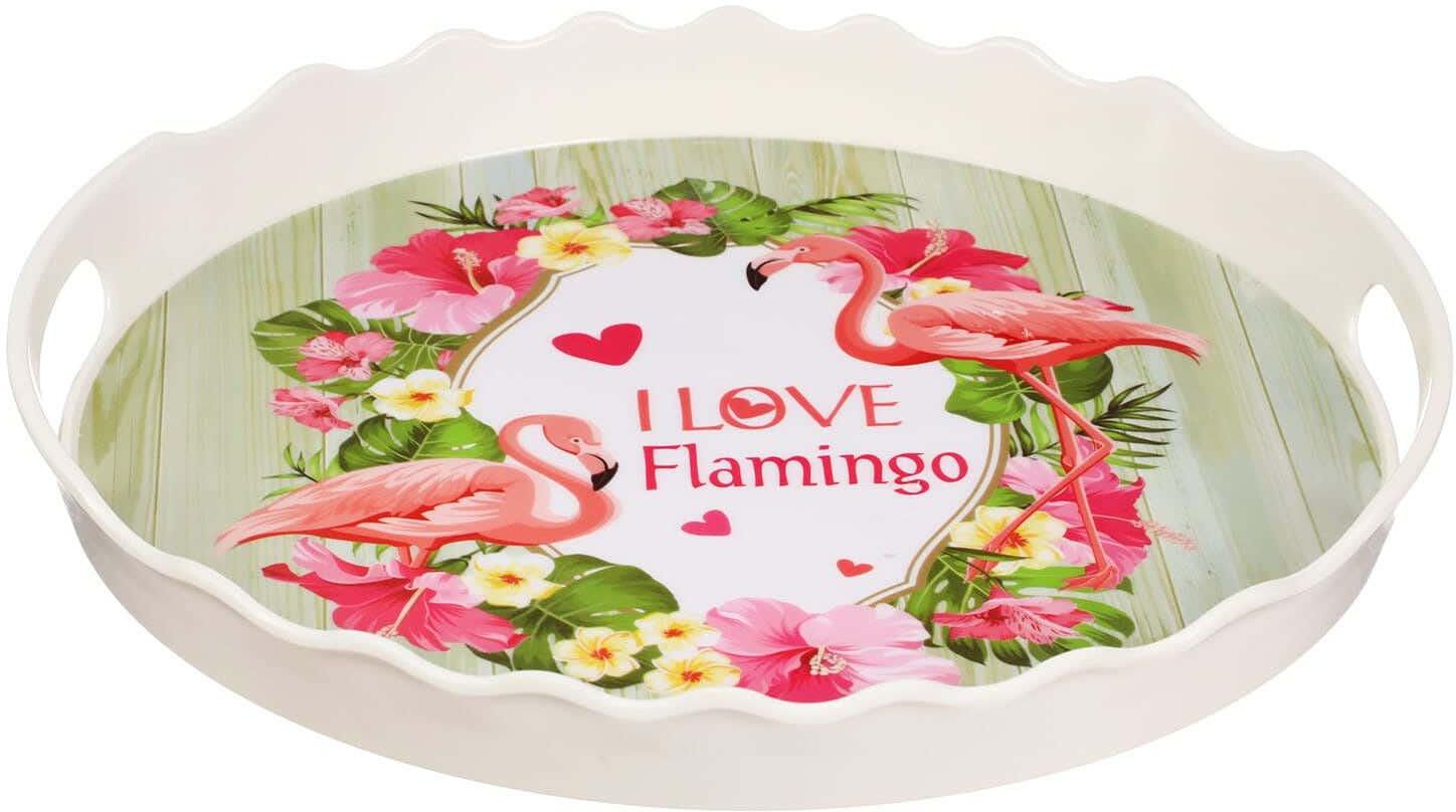 Get El Manar Melamine Serving Tray With Handle, 36 cm - Multicolor with best offers | Raneen.com