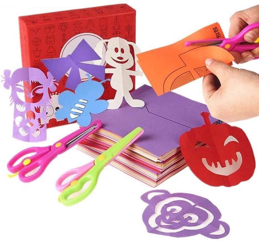Mumoo Bear Fun Paper Cut Set; Paper Cutting; Paper Art; Scissor Skills Activity Cutting Book; Kids Scissors Crafts Kits Preschool 120 Pages With A Pair Of Child Safe Scissors