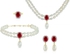 Vera Perla 18K Gold 0.60 Ct. Diamonds, Ruby & Pearl Jewelry Set