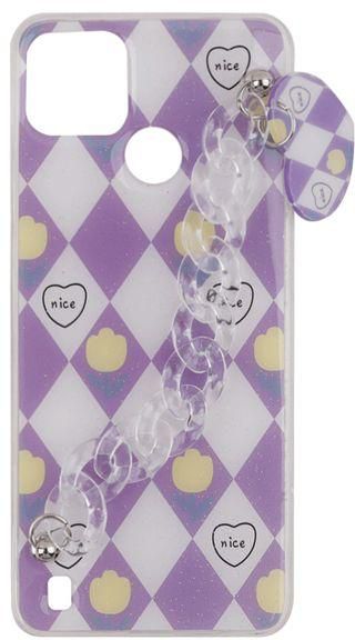 Realme C25Y / C21Y -Special Printed Silicone Cover With Glitter And Clear Chain