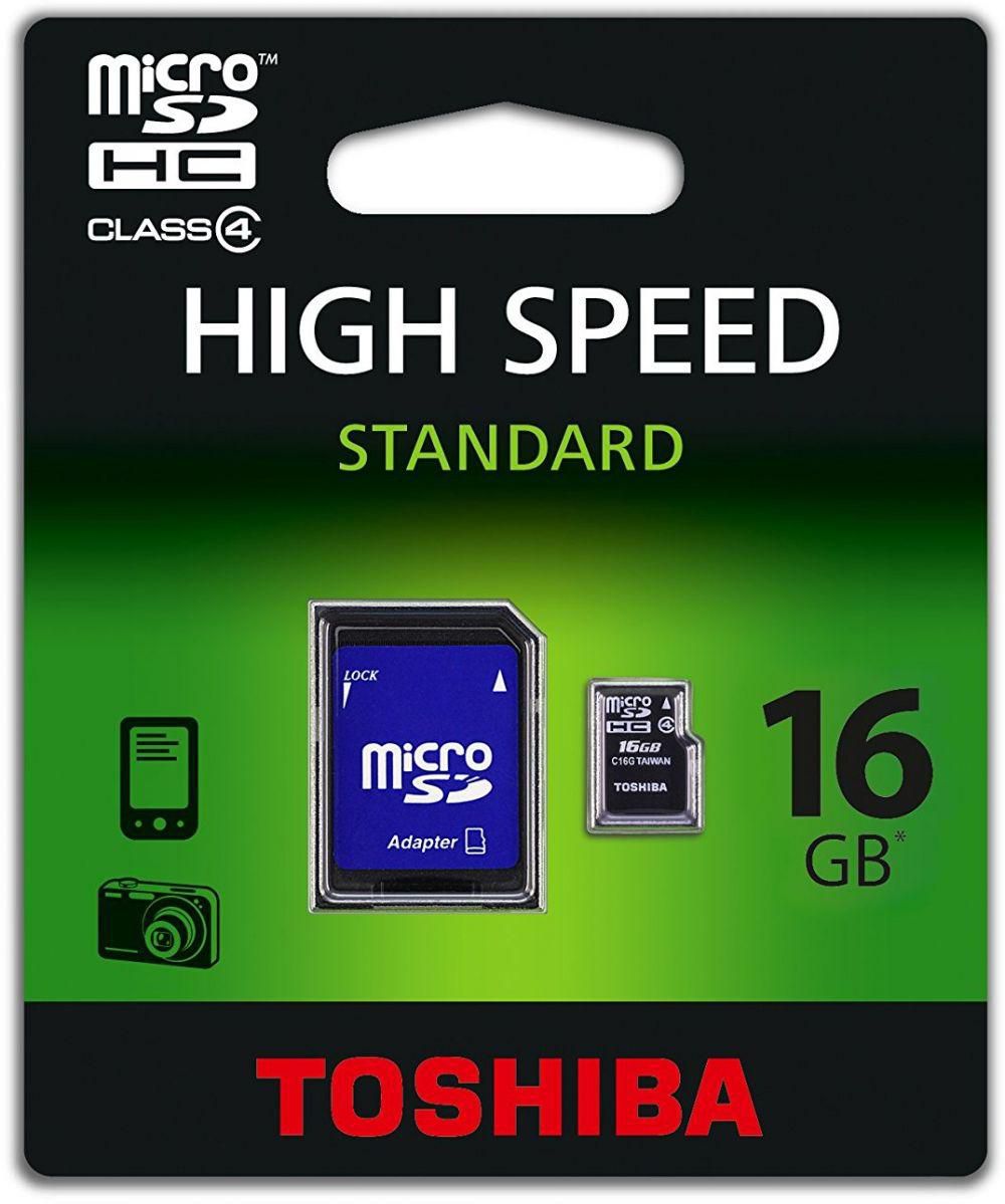 Toshiba High Speed Standard 16 GB Class 4 Micro SDHC Card with Adapter - SD-C16GJ-BL5A