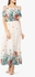 Off White Printed Cold Shoulder Maxi Dress